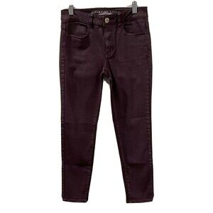 American Eagle Jeans Womens Super Stretch Hi-Rise Jegging Crop Pants Sz 4 Maroon